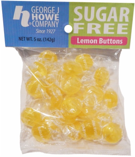 George J Howe Company Sugar Free Lemon Buttons Candy Perspective: front