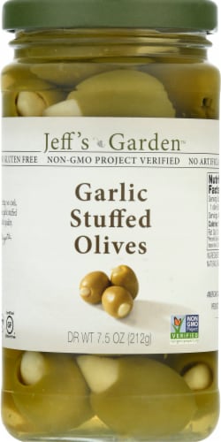 Jeff's Naturals Garlic Stuffed Olives Perspective: front