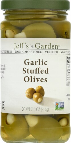 Jeff's Naturals Garlic Stuffed Olives Perspective: front