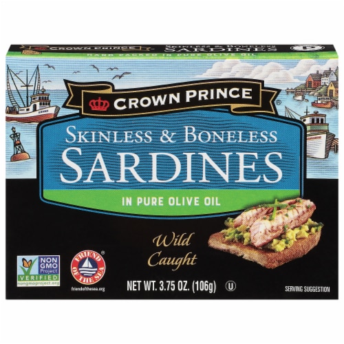 Crown Prince Skinless & Boneless Sardines in Olive Oil Perspective: front