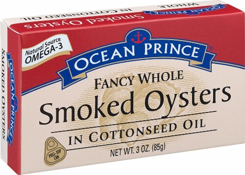 Crown Prince  Ocean Prince® Fancy Whole Smoked Oysters In Cottonseed Oil Perspective: front