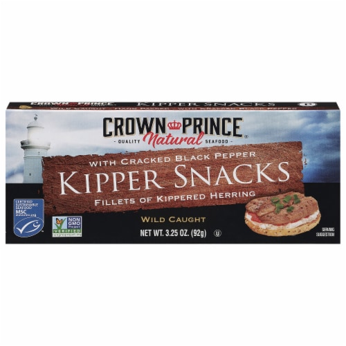 Crown Prince® Natural Kipper Snacks with Cracked Black Pepper Perspective: front