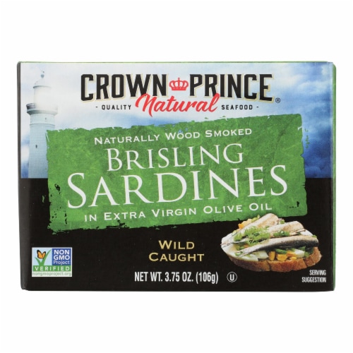 Crown Prince Brisling Sardines In Extra Virgin Olive Oil - Case of 12 - 3.75 oz. Perspective: front