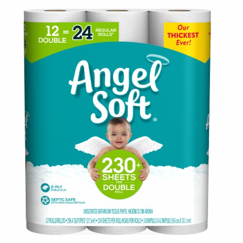 Angel Soft Soft N Gentle Toilet Paper 12 rolls Perspective: front