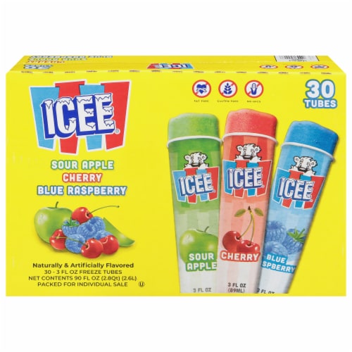 Icee® Cherry Sour Apple and Blue Raspberry Ice Pops Perspective: front