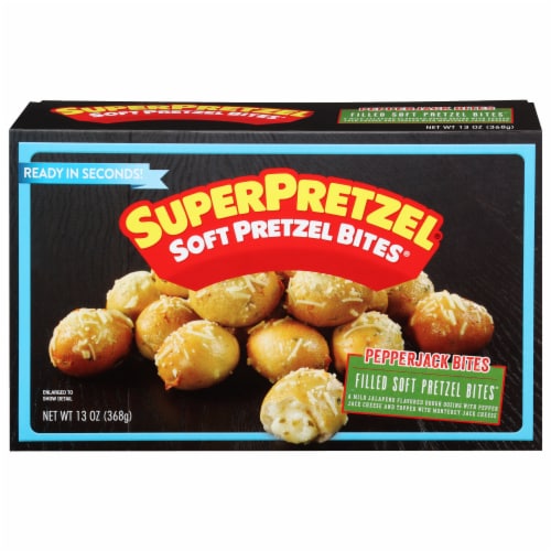 SuperPretzel® Pepperjack Cheese Filled Soft Pretzel Bites® Perspective: front