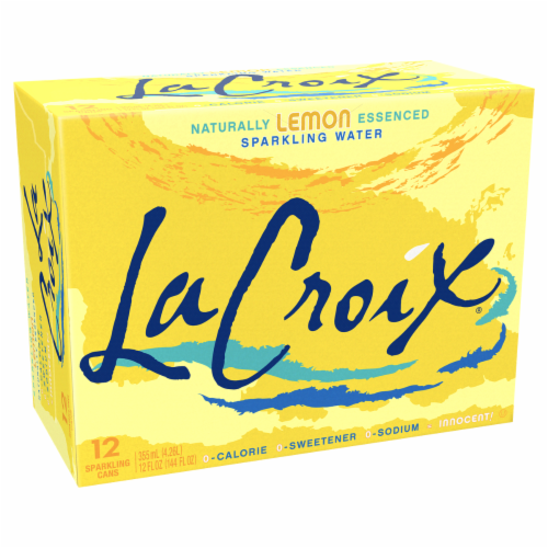 LaCroix Sparkling Water, Lemon, 12 Fl Oz, Pack of 12 Perspective: front