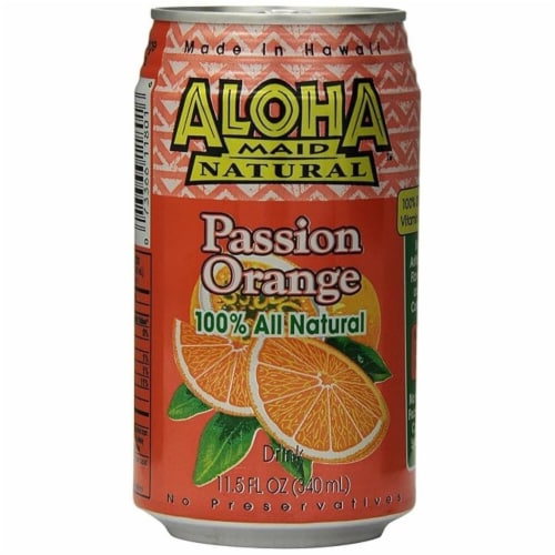 Aloha Maid™ Natural Passion Orange Drink Can Perspective: front