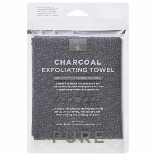 Earth Therapeutics® Charcoal Exfoliating Black Towel Perspective: front