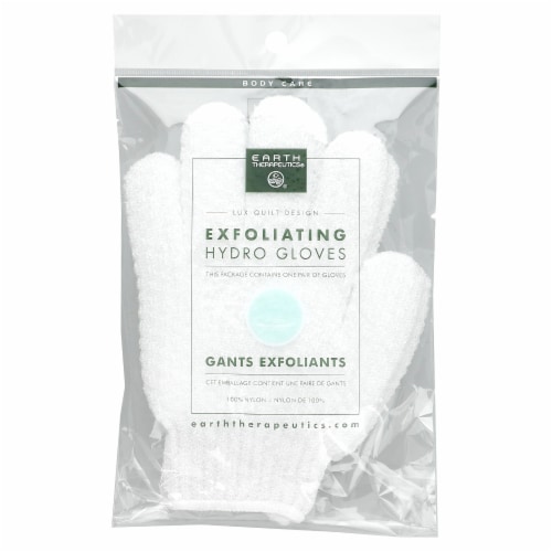 Earth Therapeutics Exfoliating Hydro Gloves White - 1 Pair Perspective: front