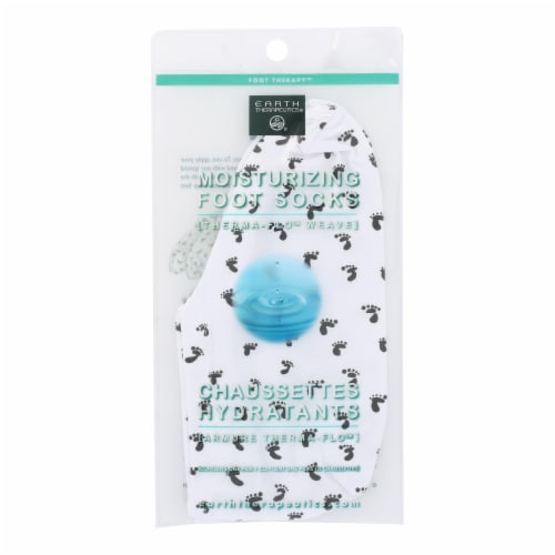 Earth Therapeutics Moisturizing Foot Sock - White with Footprints - 1 Pair Perspective: front
