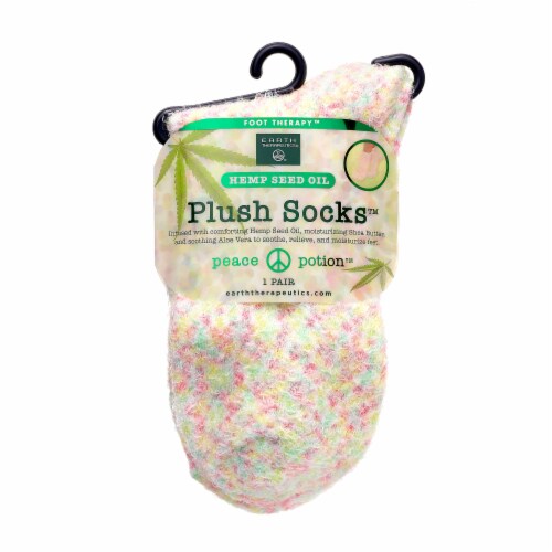 Earth Therapeutics Hemp Seed Oil Plush Socks Perspective: front