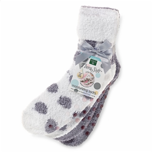 Earth Therapeutics Thera Soft Grey Polka Dot Moisturizing Socks Perspective: front