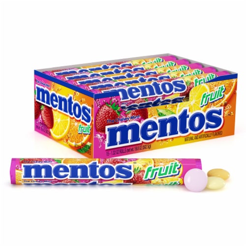 Mentos Chewy Mint Candy Roll, Strawberry, Peanut and Tree Nut Free, 1.32  oz, 15 Count 