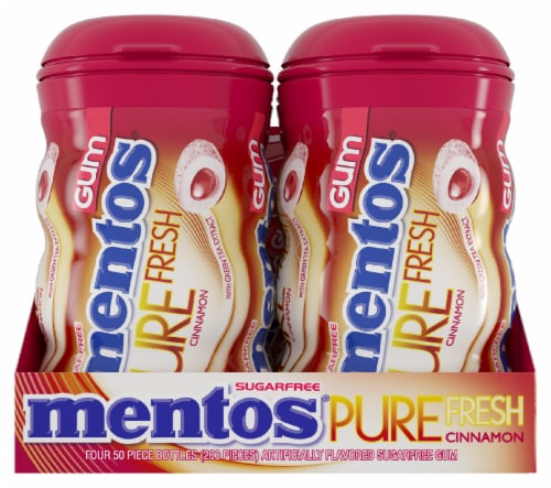Mentos Pure Fresh Sugar Free Cinnamon Gum (4 Pack) Perspective: front