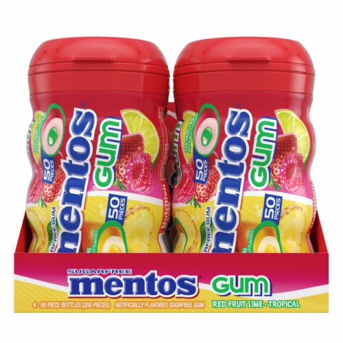 Mentos Red Fruit Lime Tropical Sugar-Free Gum Perspective: front