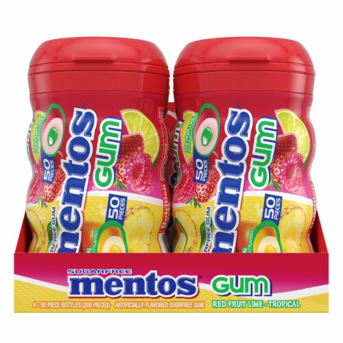 Mentos Red Fruit Lime Tropical Sugar-Free Gum Perspective: front