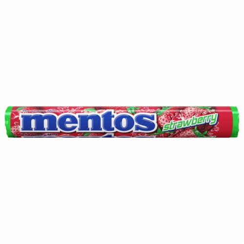 Mentos Chewy Strawberry Mint Candy Roll Perspective: front