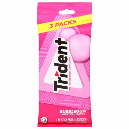 Trident Bubble Gum Sugar Free Multi Pack Perspective: front