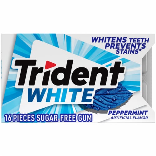 Trident White Peppermint Gum Sugar Free Perspective: front