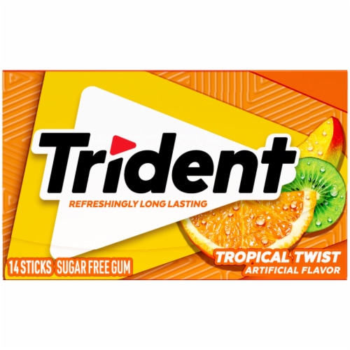 Trident Tropical Twist Sugar Free Gum Perspective: front