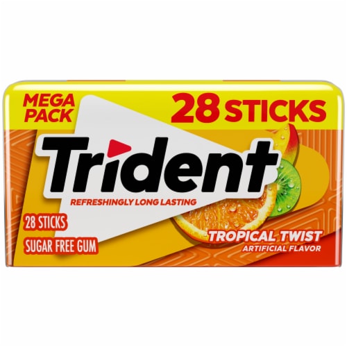 Trident Tropical Twist Sugar-Free Gum Perspective: front