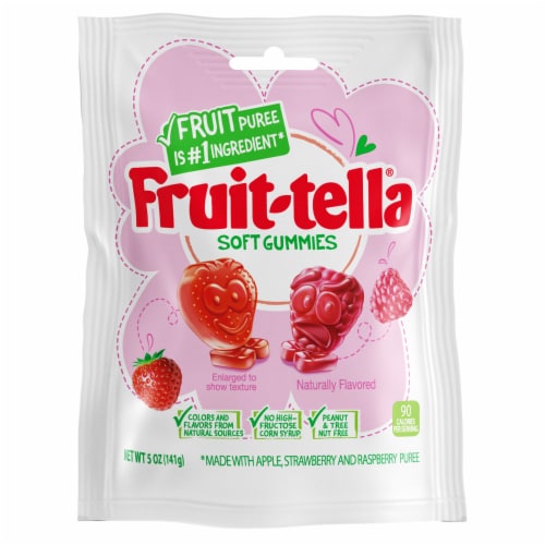 Fruit-tella Strawberry and Raspberry Soft Gummies Perspective: front