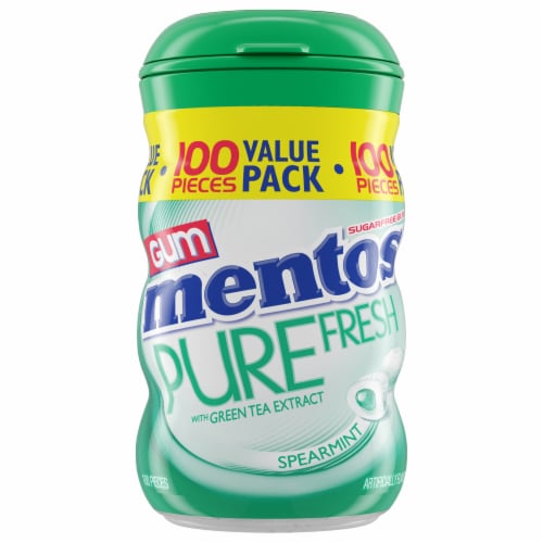 Mentos Pure Fresh Sugar Free Spearmint Flavor Chewing Gum Perspective: front