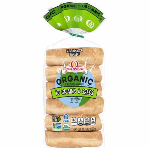 Oroweat® Organic 10 Grains & Seeds English Muffins Perspective: front