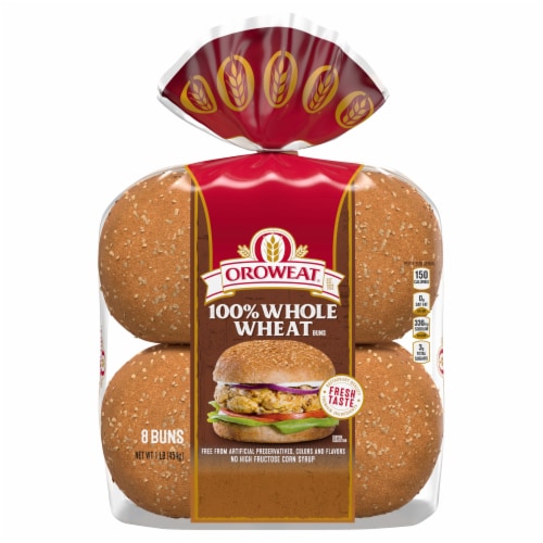 Oroweat 100% Whole Wheat Sandwich Buns Perspective: front