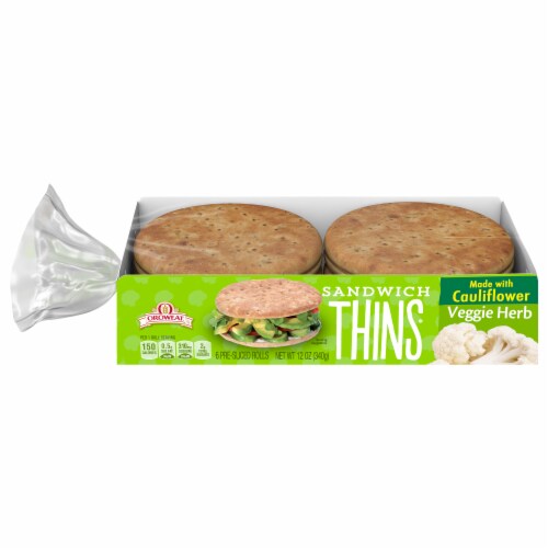 Oroweat Sandwich Thins Veggie Herb Rolls Perspective: front