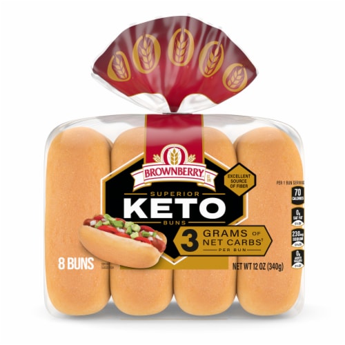 Brownberry Keto White Buns Perspective: front
