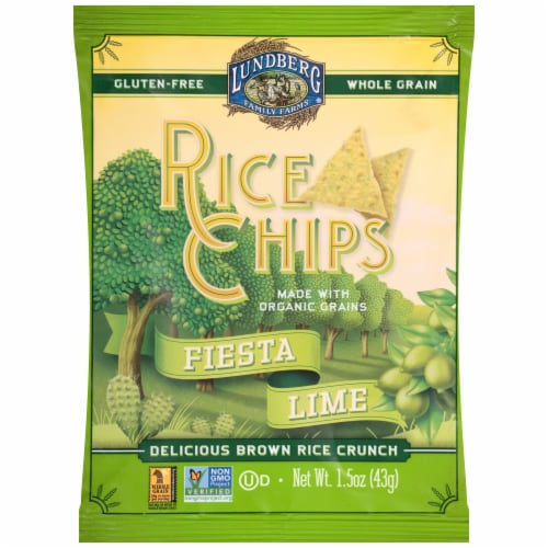 Lundberg Family Farms® Gluten Free Fiesta Lime Rice Chips Perspective: front