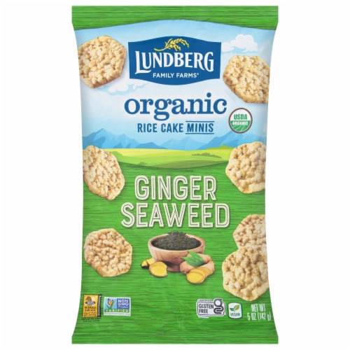 Lundberg Family Farms Organic Gluten-Free Ginger Seaweed Rice Cake Minis Perspective: front