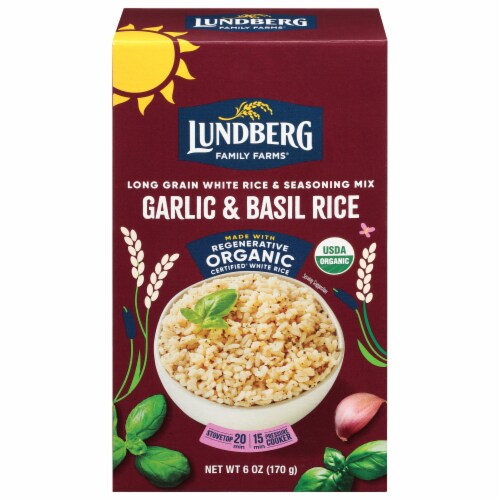 Lundberg Organic Garlic & Basil Seasoned Rice - 5.5oz Box Perspective: front