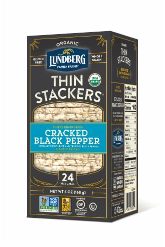 Lundberg Family Farms® Organic Thin Stackers Cracked Black Pepper Rice Cakes Perspective: front
