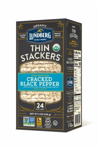 Lundberg Family Farms® Organic Thin Stackers Cracked Black Pepper Rice  Cakes, 24 ct / 6 oz - Foods Co.