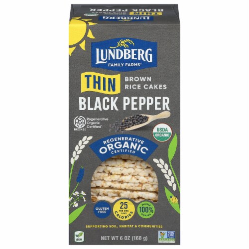 Lundberg Family Farms® Organic Thin Stackers Cracked Black Pepper Rice Cakes Perspective: front