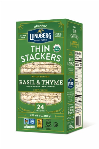 Lundberg Family Farms Organic Thin Stackers Basil & Thyme Rice Cakes Perspective: front