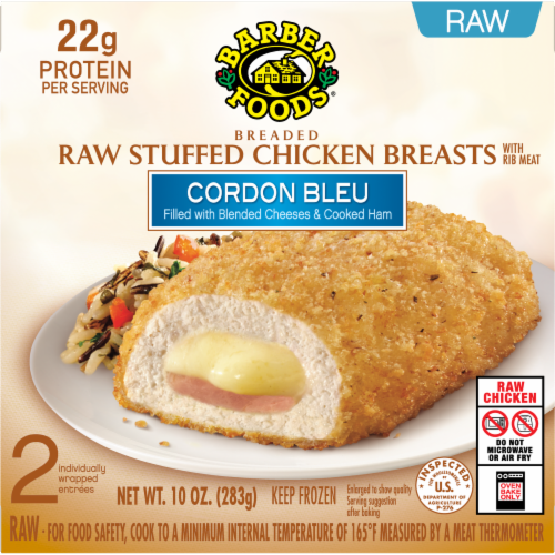 Barber Foods® Breaded Raw Stuffed Chicken Cordon Bleu Perspective: front