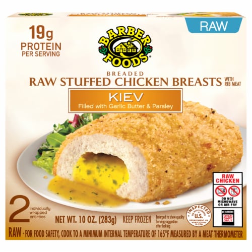 Barber Foods® Kiev Garlic Butter & Parsley Breaded Raw Stuffed Chicken Breasts Perspective: front