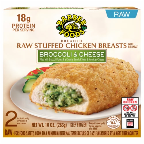 Barber Foods® Broccoli & Cheese Breaded Raw Stuffed Chicken Breasts Perspective: front