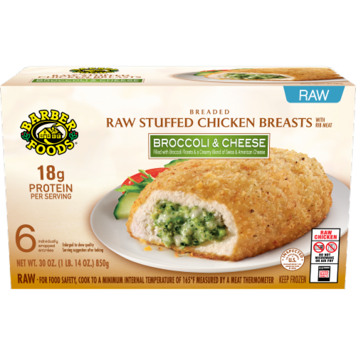 Barber Foods® Raw Breaded Broccoli & Cheese Stuffed Chicken Breasts Perspective: front