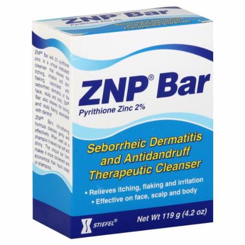 Stiefel ZNP Bar Pyrithione Zinc 2% Seborrheic Dermatitis & Antidandruff Therapeutic Cleanser Perspective: front