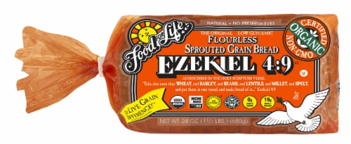 Food for Life Ezekiel 4:9 Sprouted Whole Grain Bread Perspective: front