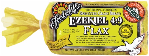 Food For Life Organic Ezekiel 4:9® Sprouted Grain Flax Bread Perspective: front