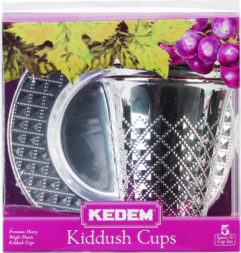Kedem® Kiddush Diamond Cup and Saucer Sets Perspective: front