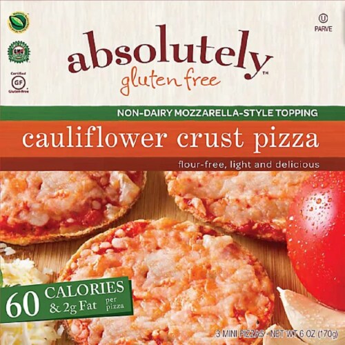 Absolutely Gluten Free Non-Dairy Cauliflower Crust Cheese Pizza Perspective: front