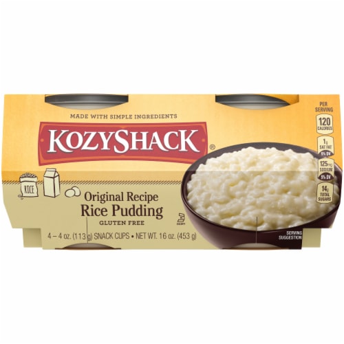 Kozy Shack Rice Pudding Snack Cups, Gluten Free Dessert Perspective: front