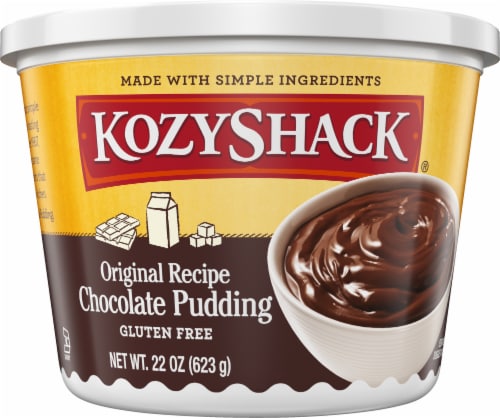 Kozy Shack Gluten Free Dessert Original Recipe Chocolate Pudding Tub Perspective: front